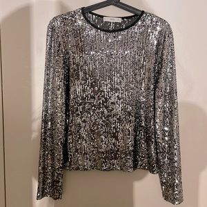 Mango Sequined Long Sleeve Top